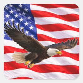 Amerikaanse Witte-Kopzeearend Patriotische Vierkan Vierkante Sticker