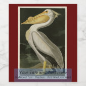 Amerikaanse witte pelikaan, Amerikaanse vogelvogel Wijn Etiket (Enkel label)