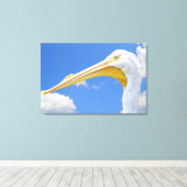 Amerikaanse Witte Pelikaan Canvas Print (Insitu (Houten vloer))