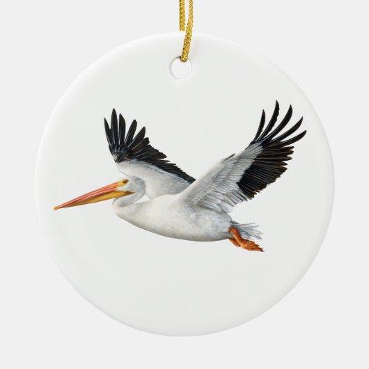 Amerikaanse witte pelikaan in Flight Ceramic Ornam Keramisch Ornament (Voorkant)