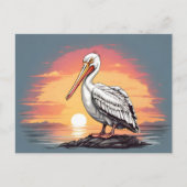 Amerikaanse witte pelikaan zonsondergang briefkaart (Voorkant)