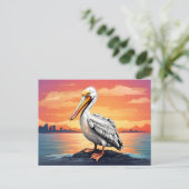 Amerikaanse witte pelikaan zonsondergang briefkaart (Staand voorkant)