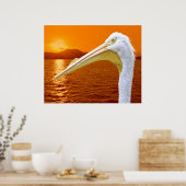 Amerikaanse Witte Pelikaan zonsondergang op Corfu Poster (Keuken)