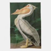 Amerikaanse witte pelikaanse vogels Audubon Theedoek (Verticaal)