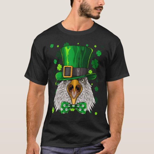 Amerikaanse Witte Zeearend Leprechaun Grappige St. T-shirt (Voorkant)