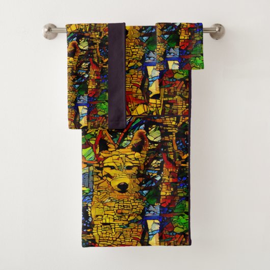 Amerikaanse wolf in A.I. verbeterde fotopret Bad Handdoek (Insitu)