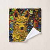 Amerikaanse wolf in A.I. verbeterde fotopret Bad Handdoek (Wasdoekje)