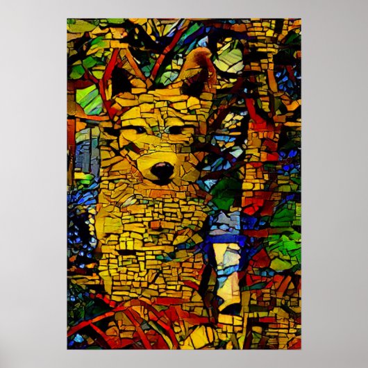 Amerikaanse wolf in A.I. verbeterde fotopret Poster (Voorkant)