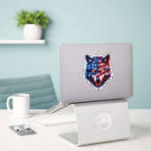 Amerikaanse Wolf Sticker (Laptop op bureau)