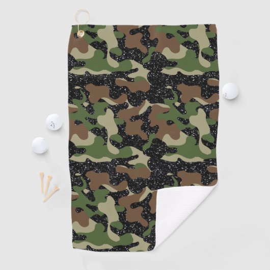 Amerikaanse Woodland Camo Army Olive Brown Black S Golfhanddoek (Insitu)