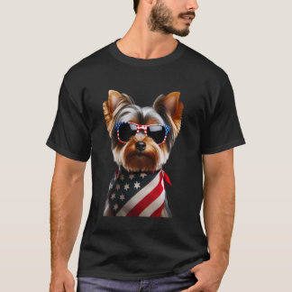Amerikaanse Yorkshire Terrier Hond 4 juli Yorkie  T-shirt