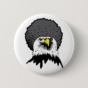Amerikaanse Zeearend Afro Grappige Knoop Badge Pin Ronde Button 5,7 Cm