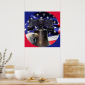 Amerikaanse Zeearend, Bel en Vlag 24x24 Poster (Keuken)