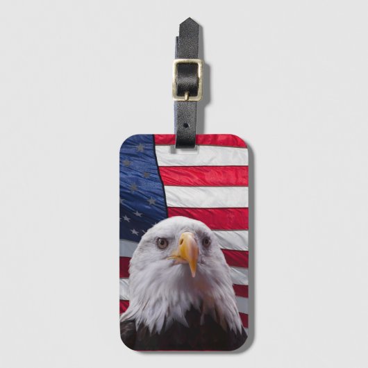 Amerikaanse zeearend en Amerikaanse vlag Bagagelabel (Voorkant (verticaal))