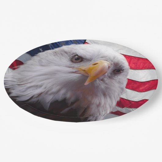 Amerikaanse zeearend en Amerikaanse vlag Papieren Bordje (Gekanteld)