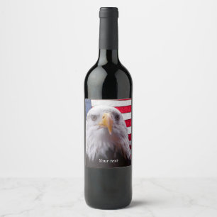 Amerikaanse zeearend en Amerikaanse vlag Wijn Etiket