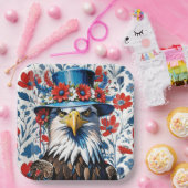 Amerikaanse zeearend in bloemenhoed papieren bordje (Feest)