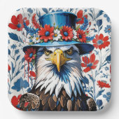 Amerikaanse zeearend in bloemenhoed papieren bordje (Voorkant)