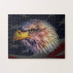 Amerikaanse Zeearend Met Vlag Legpuzzel