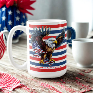 Amerikaanse Zeearend Patriottische Vlag 4 Juli Koffiemok