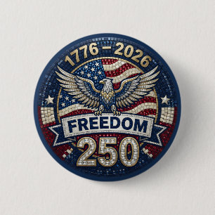 Amerikaanse Zeearend USA 250 Patriottische Vlag Rh Ronde Button 5,7 Cm