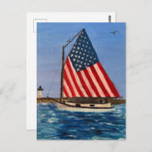 Amerikaanse zeilboot briefkaart (Voorkant / Achterkant)