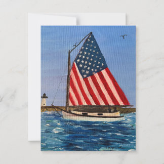 Amerikaanse zeilboot briefkaart