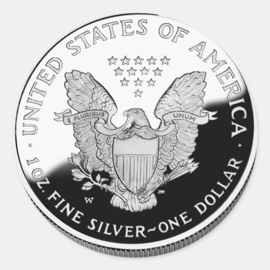 Amerikaanse zilveren adelaar 1 dollar ronde sticker (Voorkant)