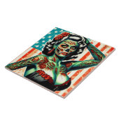 Amerikaanse Zombie Pin-up Tegeltje (Zijkant)