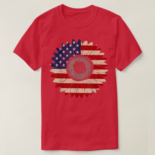 Amerikaanse zonnebloem Verenigde Staten vlag T-shirt (Design voorkant)