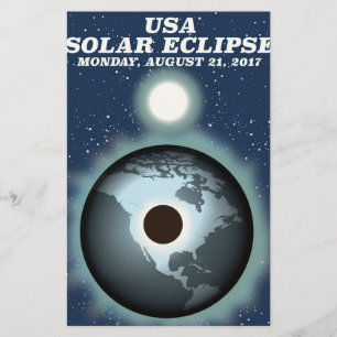 Amerikaanse zonsverduistering 2017 vintage poster briefpapier
