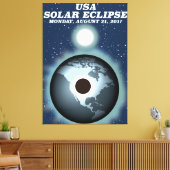 Amerikaanse zonsverduistering 2017 vintage poster canvas afdruk (Insitu (Woonkamer))