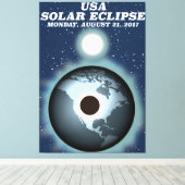 Amerikaanse zonsverduistering 2017 vintage poster canvas afdruk (Insitu (Houten vloer))
