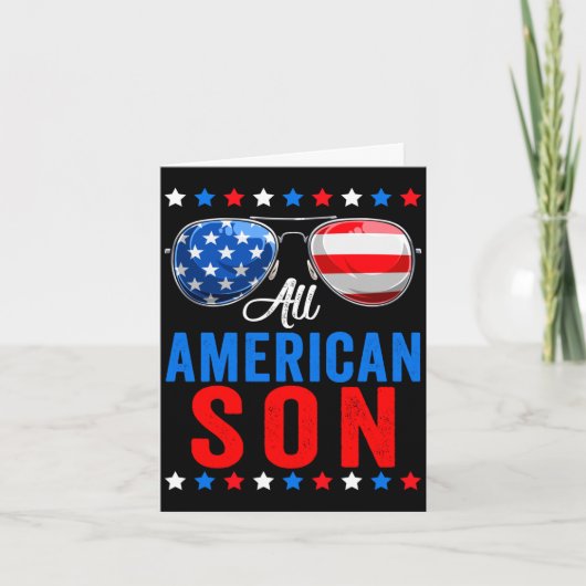 Amerikaanse zoon 4 juli herdenkingsdag matching kaart (Voorkant)