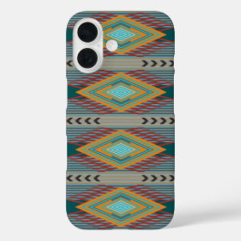 Amerikaanse Zuidwest Patronen Kunst en Aardse Kleu iPhone 16 Hoesje