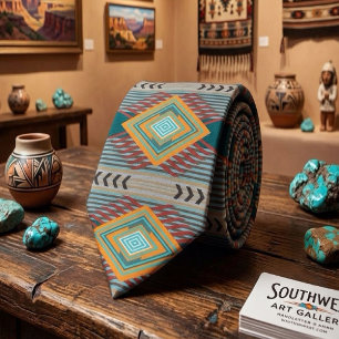 Amerikaanse Zuidwest Patronen Kunst en Aardse Kleu Stropdas