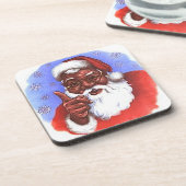 Amerikaanse zwarte kerstman bier onderzetter (Linkerzijde)