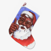 Amerikaanse zwarte kerstman grote kerstsok (Voorkant (Hangend))