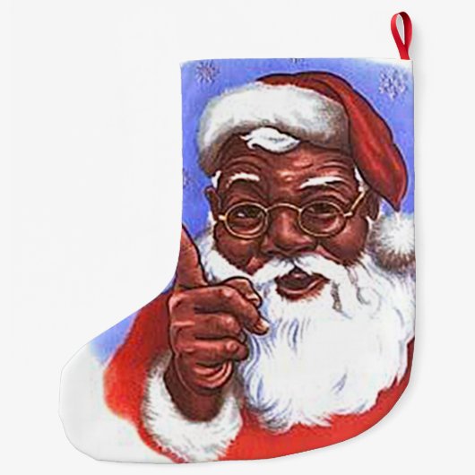 Amerikaanse zwarte kerstman grote kerstsok (Achterkant)