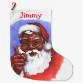 Amerikaanse zwarte kerstman grote kerstsok (Voorkant)