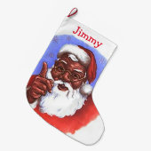 Amerikaanse zwarte kerstman grote kerstsok (Voorkant (Hangend))