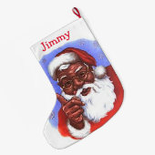 Amerikaanse zwarte kerstman grote kerstsok (Achterkant (Hangend))