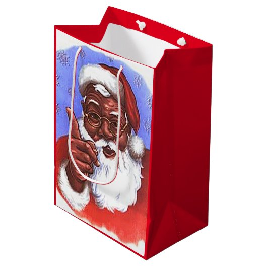 Amerikaanse zwarte kerstman medium cadeauzakje (Voorkant Gekanteld)
