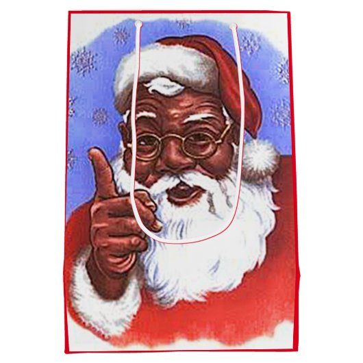 Amerikaanse zwarte kerstman medium cadeauzakje (Achterkant)