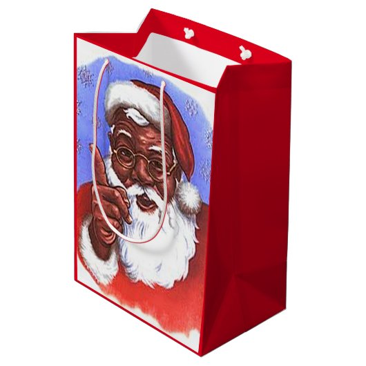 Amerikaanse zwarte kerstman medium cadeauzakje (Achterkant Gekanteld)