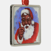 Amerikaanse zwarte kerstman metalen ornament (Rechts)