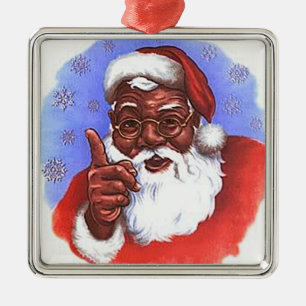 Amerikaanse zwarte kerstman metalen ornament