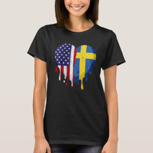Amerikaanse Zweedse erfgoedmaand Zweden Vlag hart T-shirt