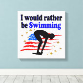 AMERIKAANSE ZWEMMER DESIGN IK ZOU LIEVER ZWEMMEN CANVAS AFDRUK (Insitu (Houten vloer))