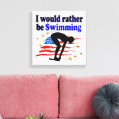 AMERIKAANSE ZWEMMER DESIGN IK ZOU LIEVER ZWEMMEN CANVAS AFDRUK (Insitu (Woonkamer))